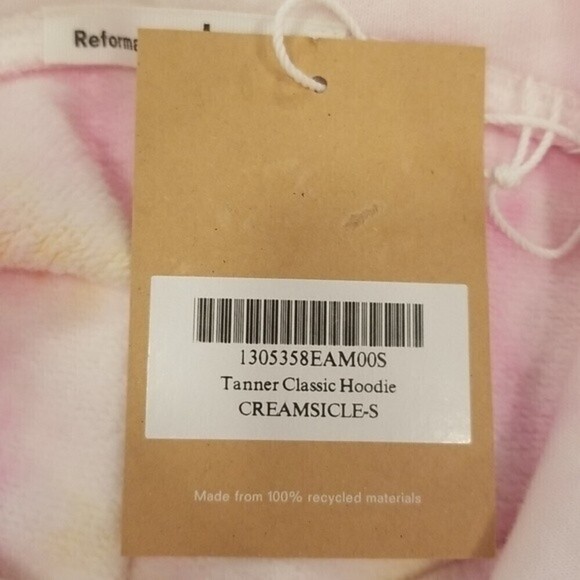 💕REFORMATION💕 Tanner Classic Hoodie  Creamsicle Pink Yellow Tie Dye Small NWT - Picture 11 of 14